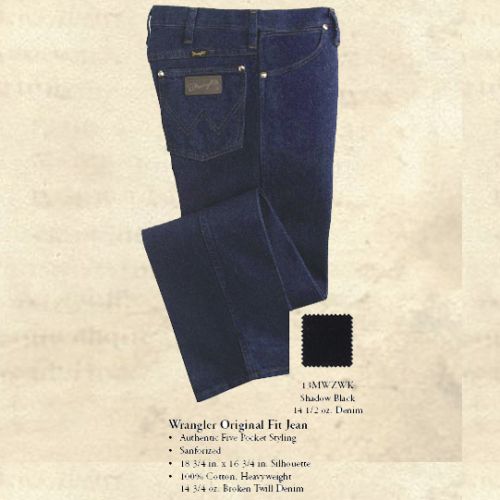 13MWZWK - Wrangler Mens Original Fit Jean - Shadow Black