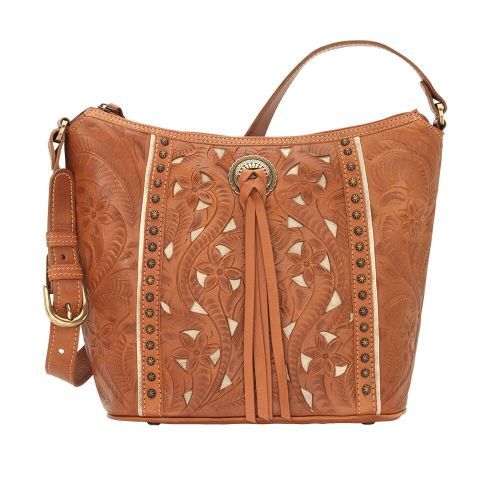 HILL COUNTRY ZIP TOP BUCKET TOTE-GOLDEN TAN